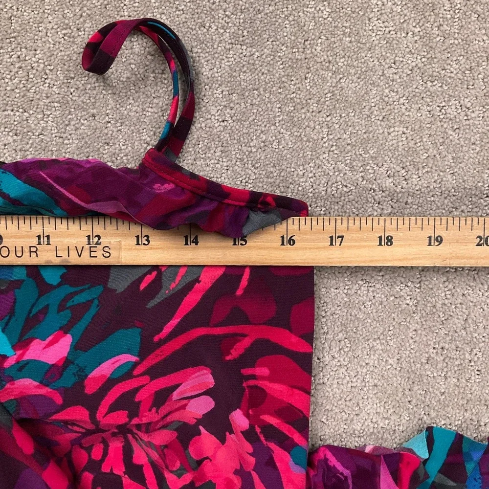 Magicsuit Tankini Top Womens 10 Pink Purple Tropical Floral‎ Swim Side Tie